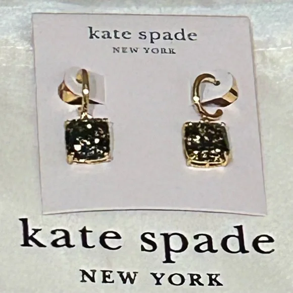 Kate Spade Mini Square Gold-Plated Huggies with Jewelry Bag. New with Tag! - Picture 4 of 8